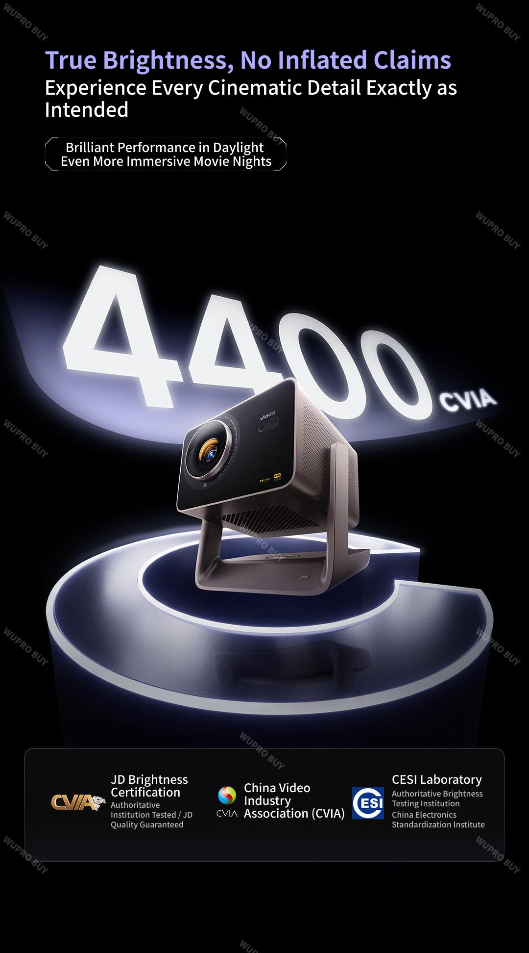 Vidda C5 Ultra 4K Projector with High Brightness for Daytime and Home Theater Viewing