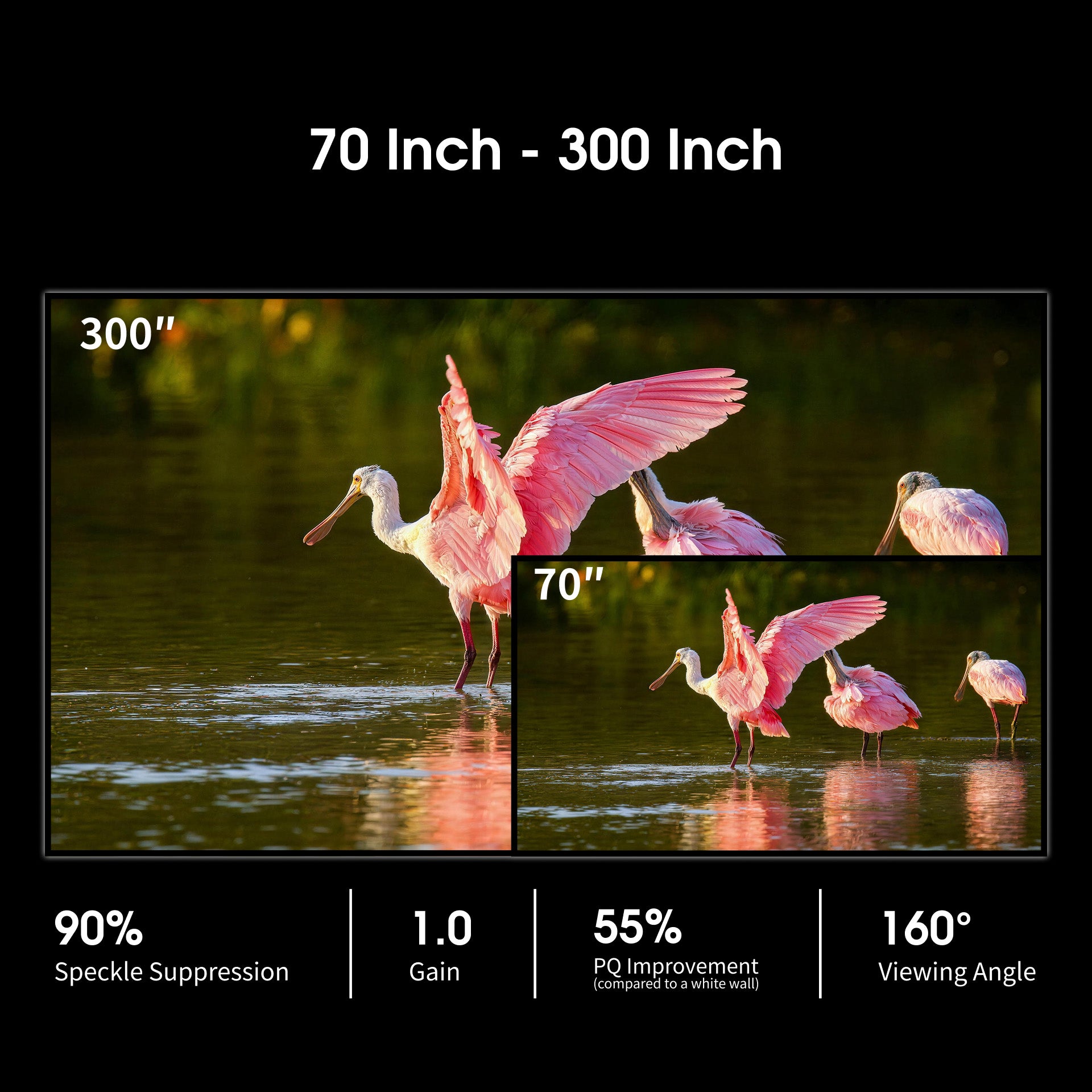 WUPRO Gallery Soft Matte White Fixed Frame Screen Available in 70-300 Inch Sizes