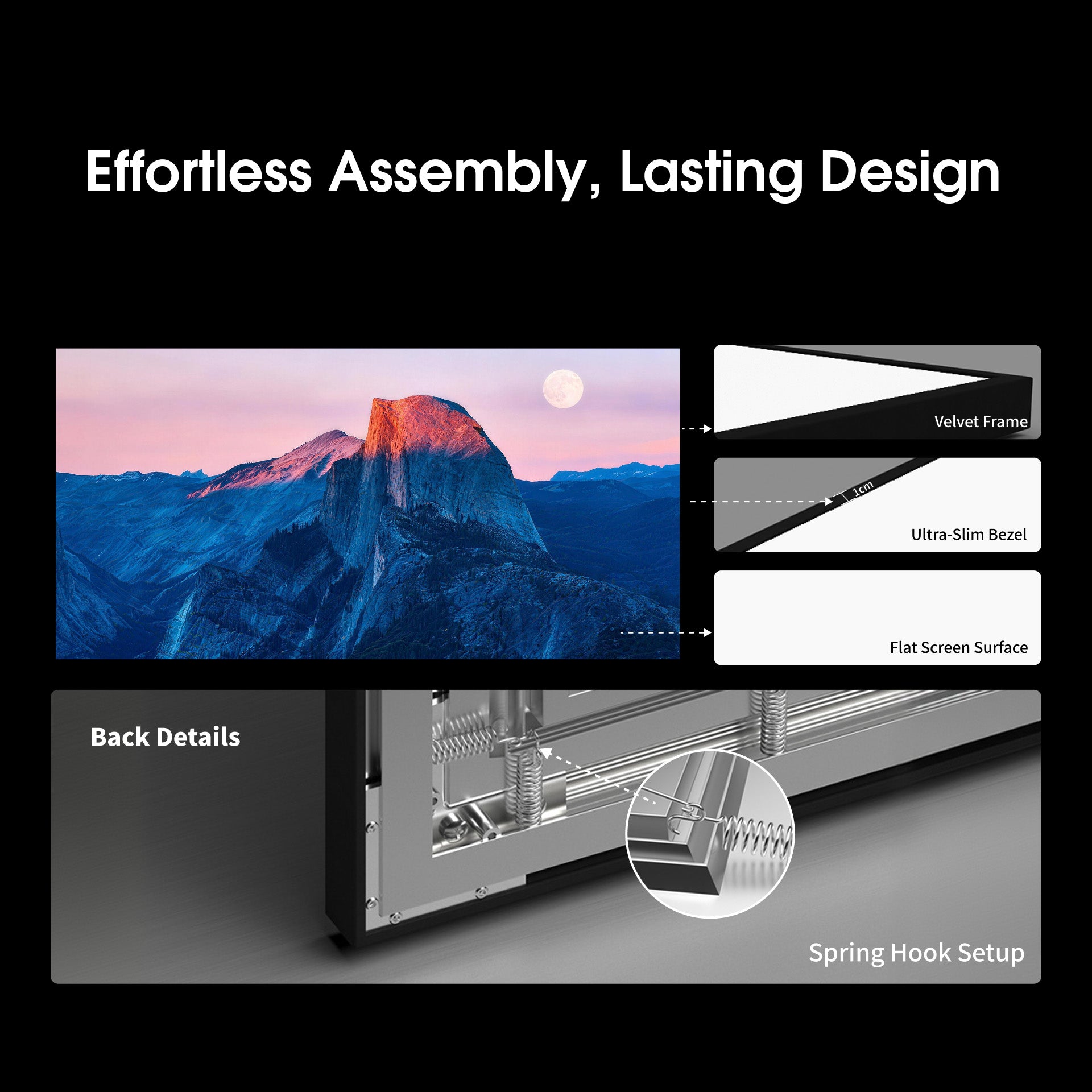 WUPRO Gallery Soft Matte White Fixed Frame Screen with Effortless Assembly and Durable Long-Lasting Design