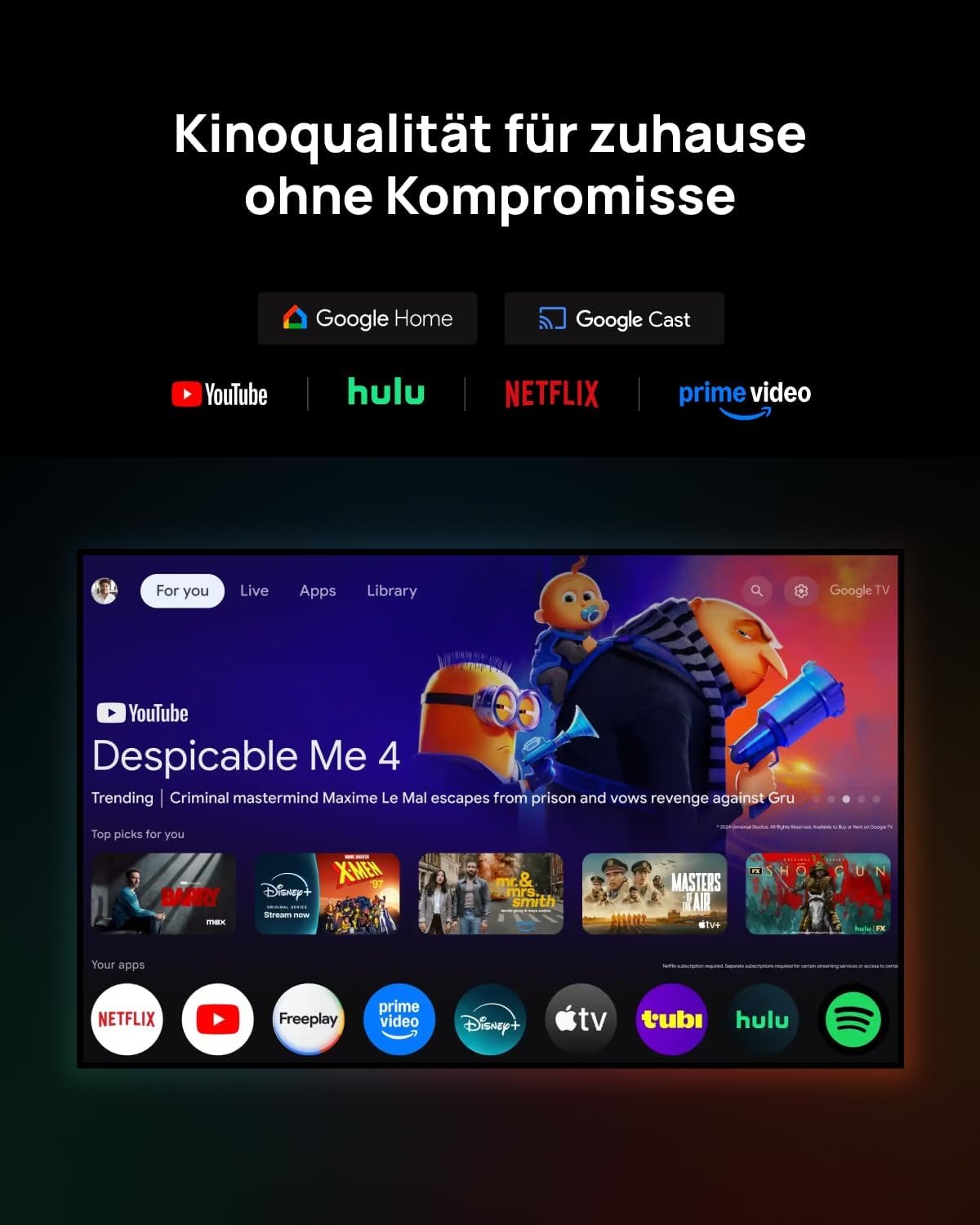 HORIZON 20 Max – all-in-one entertainment with Google Home, Google Cast, YouTube, Hulu, Netflix, and Prime Video