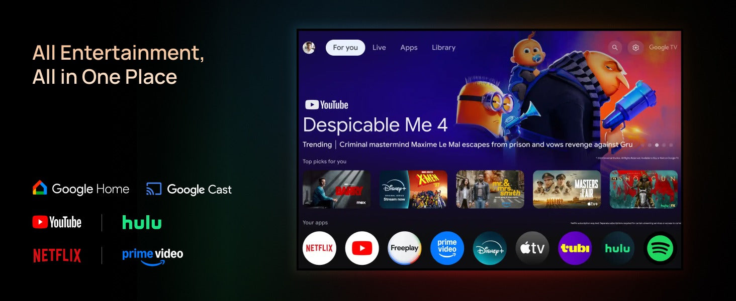 HORIZON 20 Max – all-in-one entertainment with Google Home, Google Cast, YouTube, Hulu, Netflix, and Prime Video