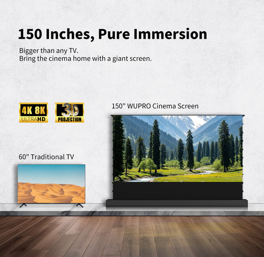 WUPRO 150 Inches UST FLoor rising screen, Pure Immersion
