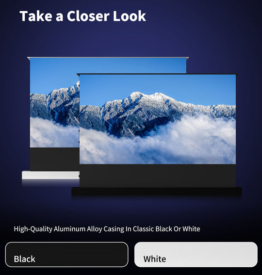 150inch WUPRO Cinema Lenticular ALR CLR Smart Motorized Tension Floor-Rising Screen – Available in White or Black Housing