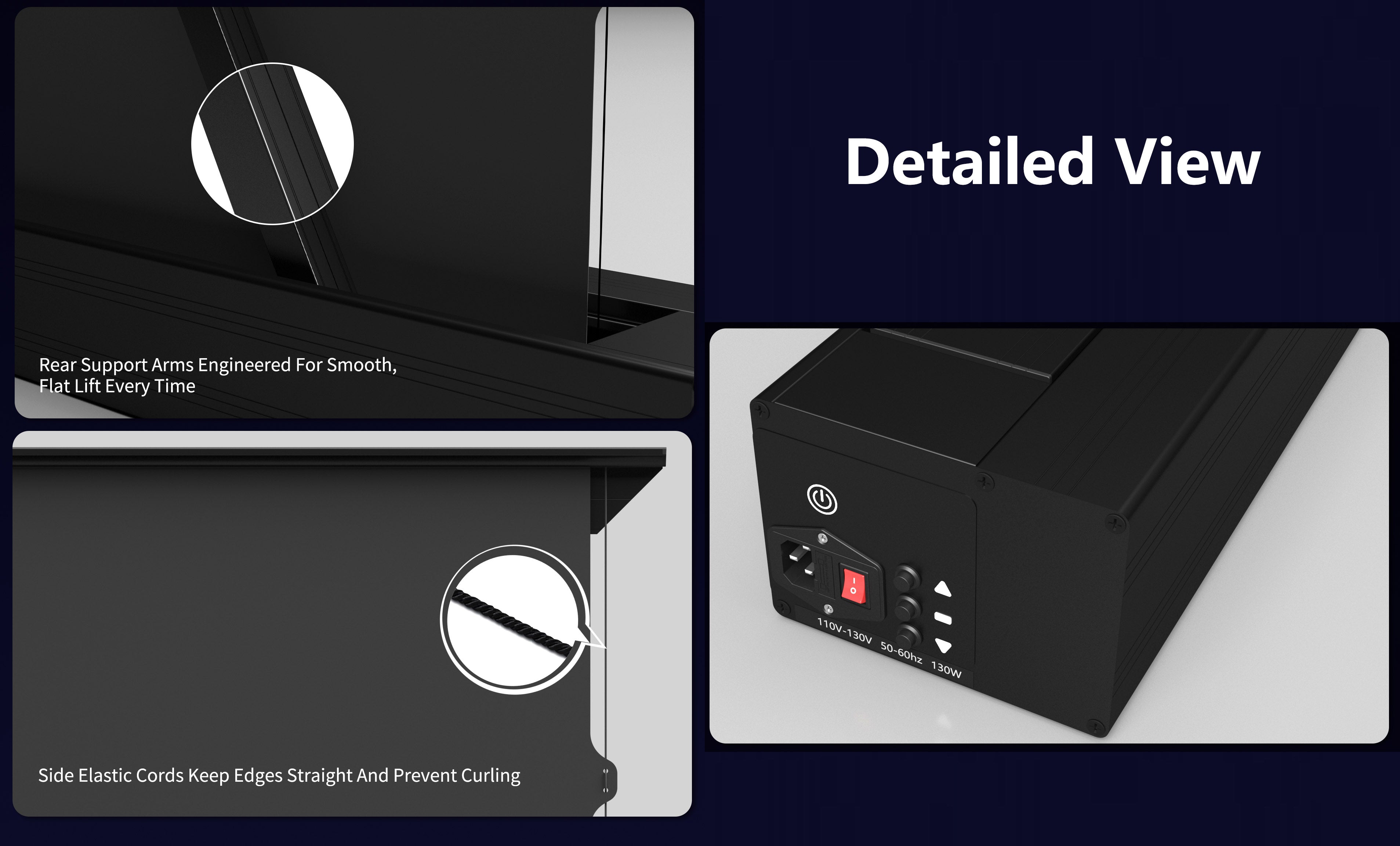 150-inch seamless WUPRO Cinema Lenticular ALR CLR smart motorized floor-rising screen detail display, sold by WUPROBUY.