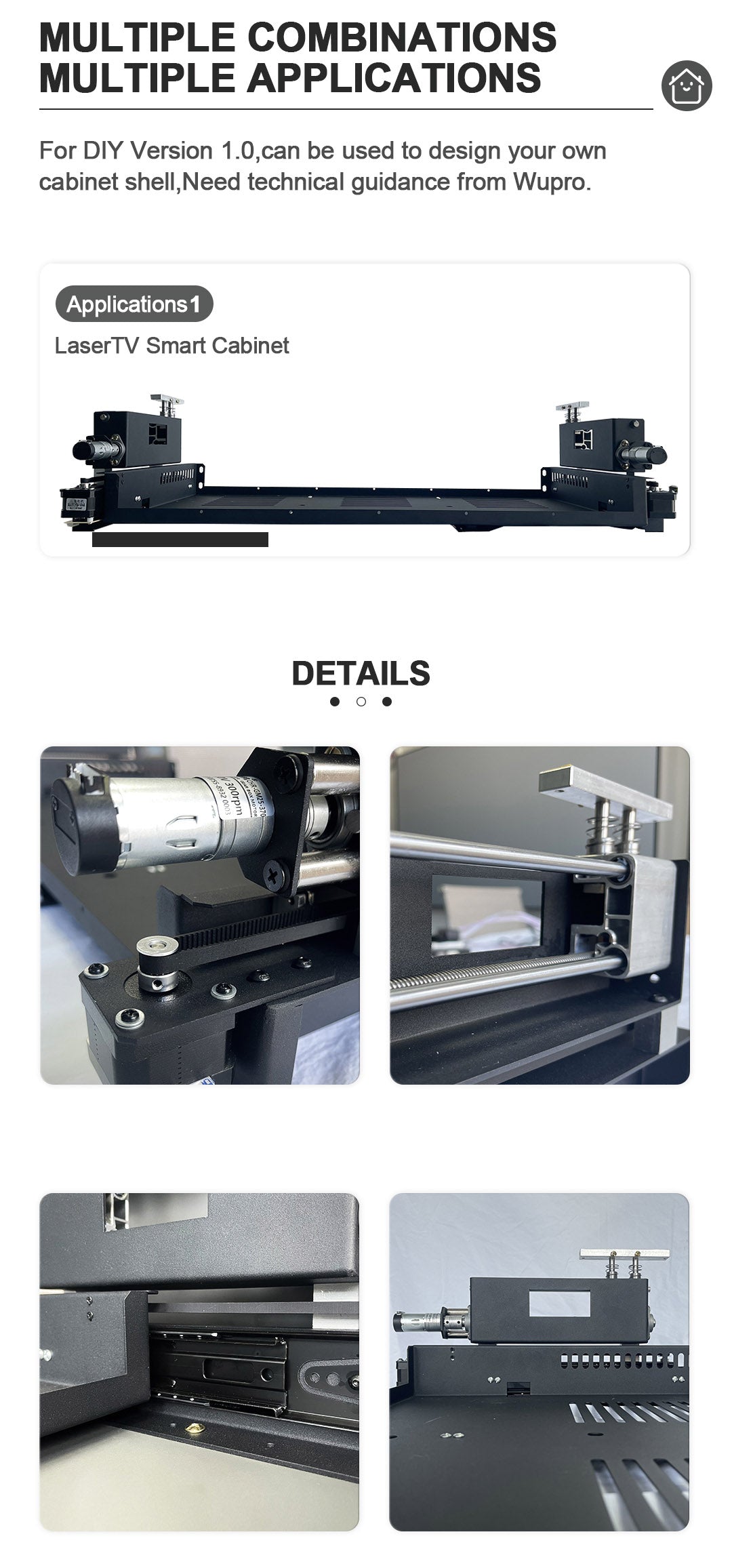WUPRO BUY Smart Laser TV Cabinet Inside Retractable System Detail Showcase