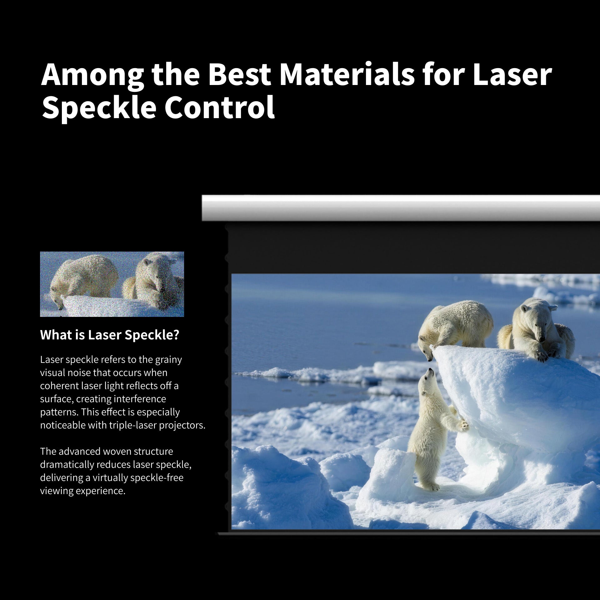 WUPRO 4K woven acoustically transparent projector screen for laser speckle reduction with RGB triple-laser projectors
