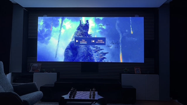 WUPRO 4K woven acoustically transparent fixed frame screen customer setup in home theater