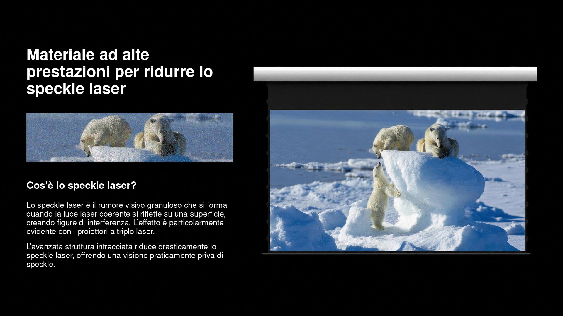 WUPRO schermo di proiezione 4K in tessuto acusticamente trasparente per ridurre l’effetto speckle con proiettori RGB a triplo laser