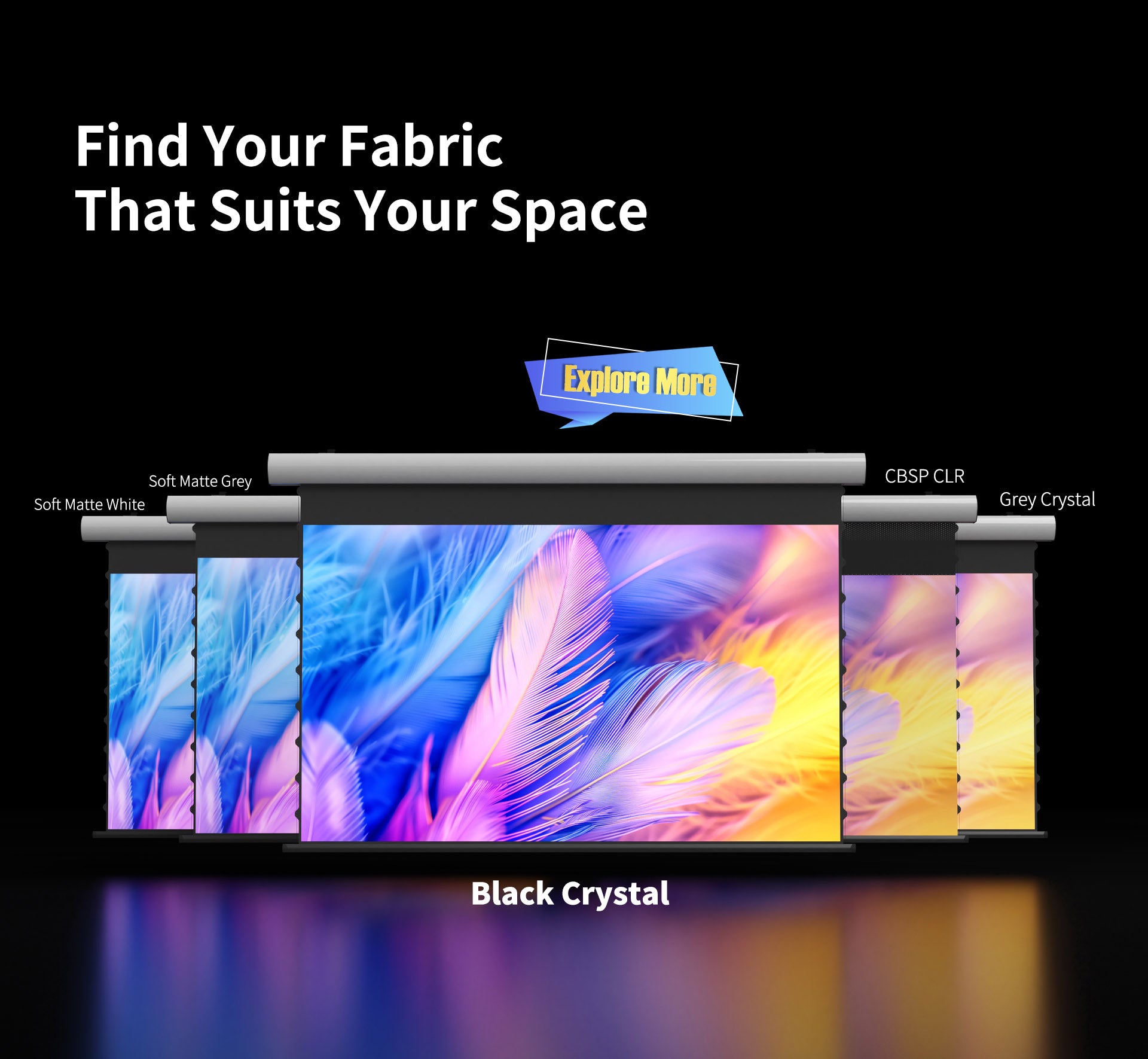 WUPRO Cinema FlowArc Luxury Smart Motorized Drop Down Projector Screen—Black crystal