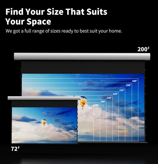 WUPRO Cinema FlowArc Luxury Smart Motorized Drop Down Projector Screen For Long Throw Projector 72-200 inches available