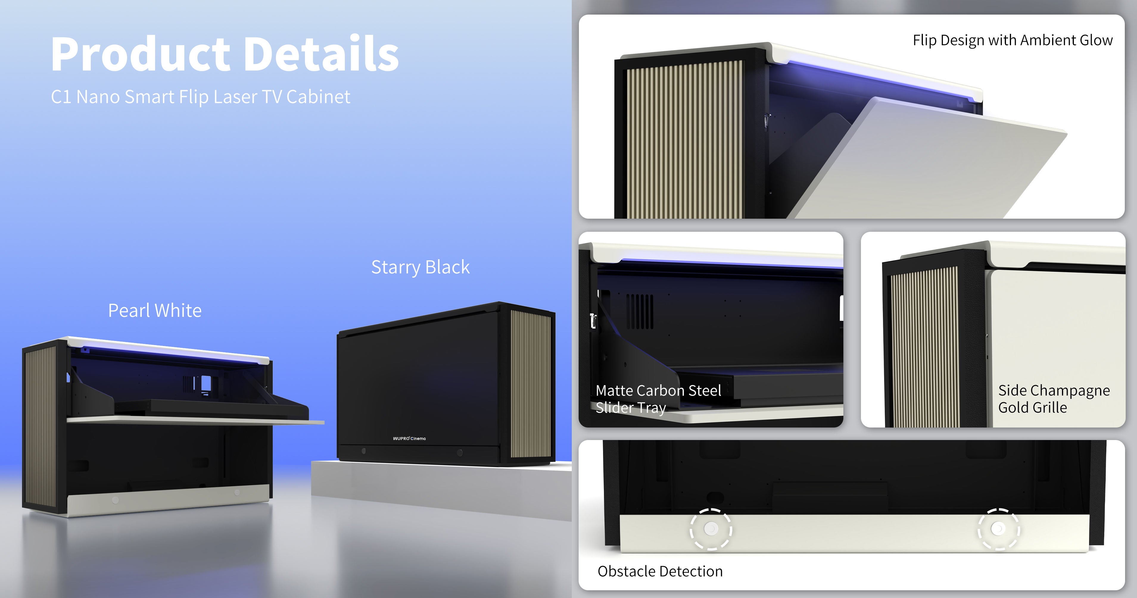 WUPRO Cinema C1 Nano Compact Smart Flip Laser TV Cabinet –product details