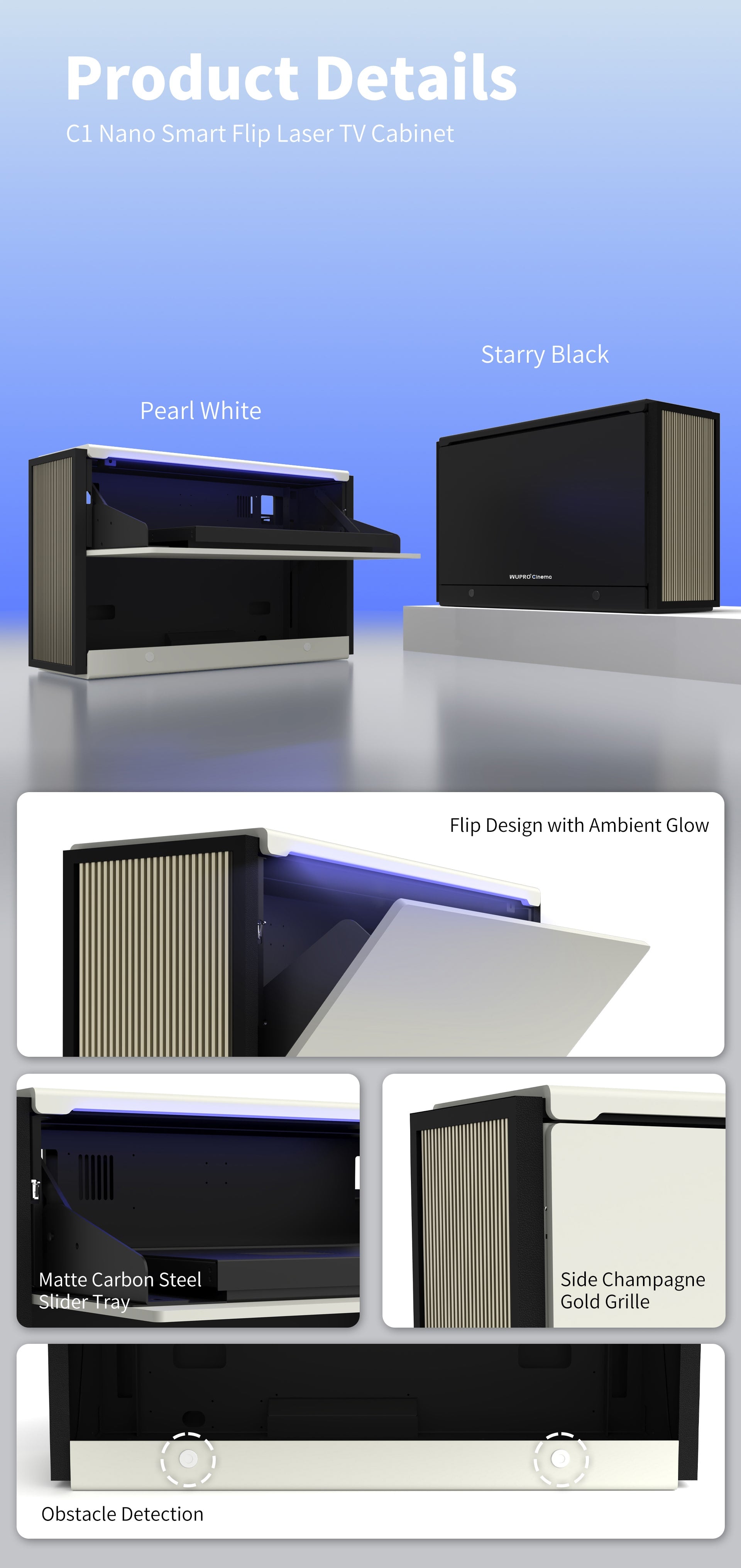 WUPRO Cinema C1 Nano Compact Smart Flip Laser TV Cabinet –product details