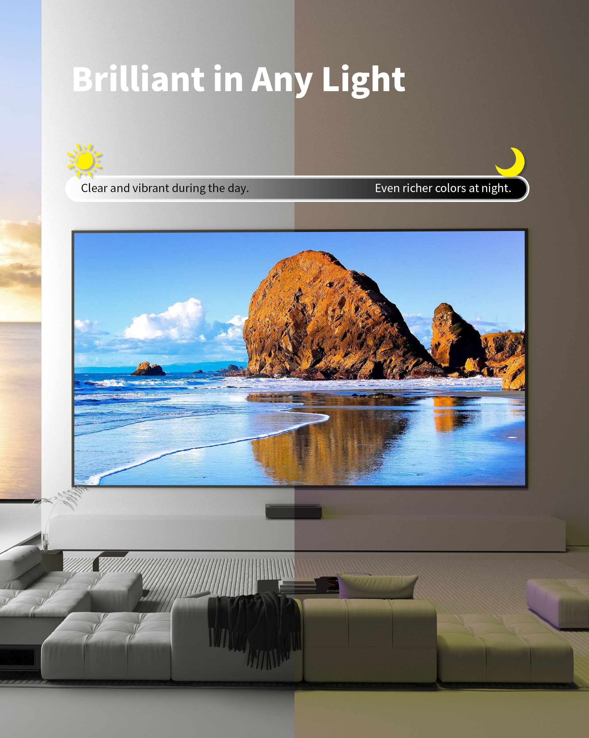 WUPRO Cinema CBSP ultra contrast ALR CLR UST fixed frame screen – brilliant in any light, clear by day, vibrant with richer colors at night