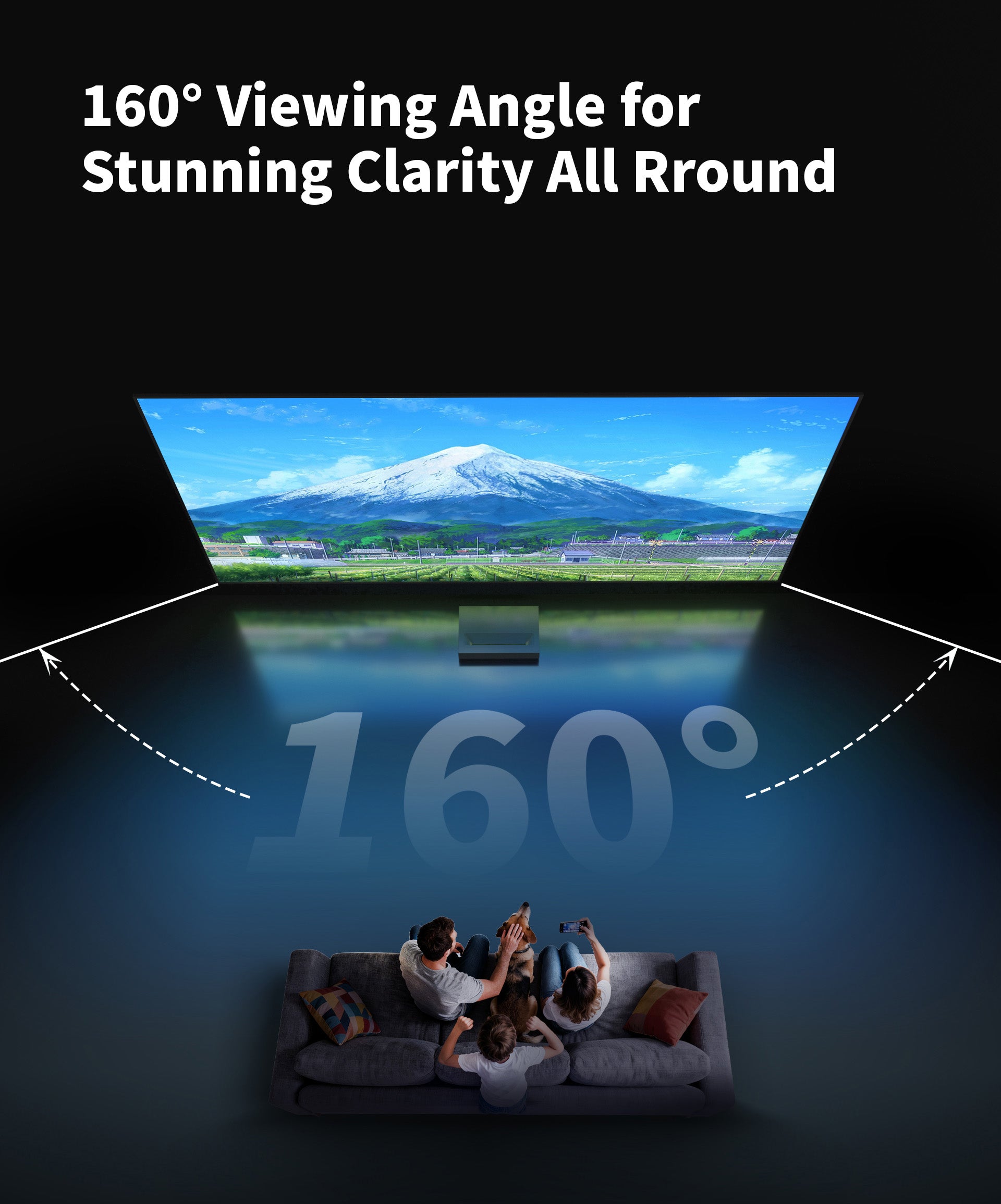 WUPRO Cinema CBSP ultra contrast ALR CLR UST fixed frame screen – 160° wide viewing angle for stunning clarity from every direction