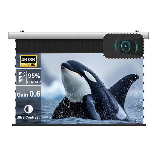 WUPRO Cinema FlowArc Luxury CBSP Smart ALR CLR Motorized Drop Down Projector Screen For UST Projector