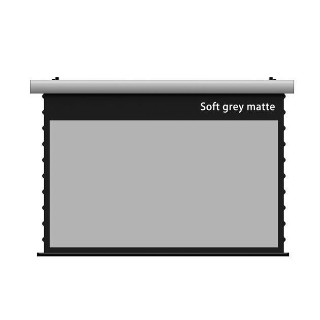 WUPRO Cinema FlowArc Luxury soft grey matte Smart Motorized Drop Down Projector Screen White housing