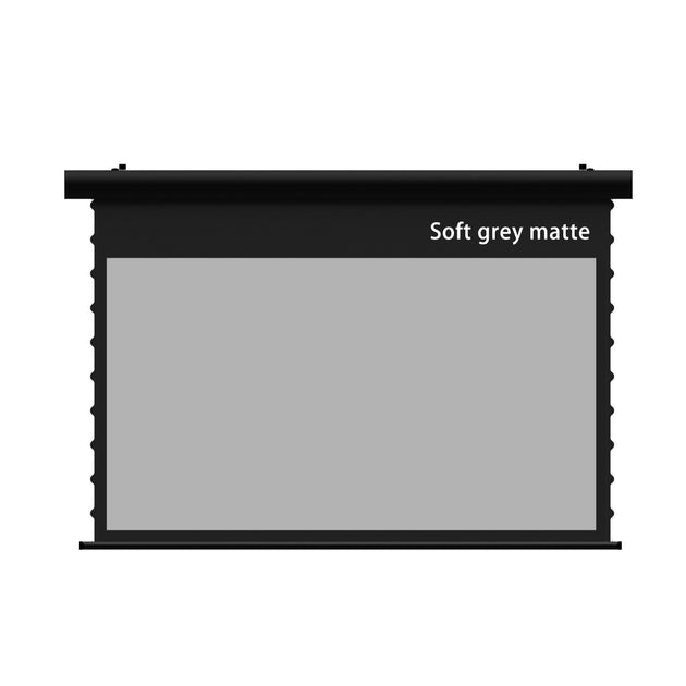 WUPRO Cinema FlowArc Luxury soft grey matte Smart Motorized Drop Down Projector Screen black housing