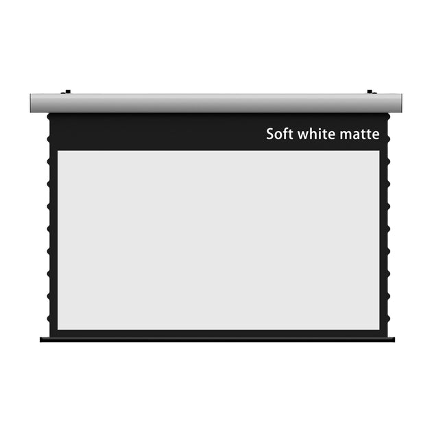 WUPRO Cinema FlowArc Luxury soft white matte Smart Motorized Drop Down Projector Screen White housing