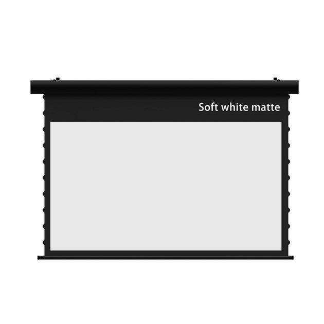 WUPRO Cinema FlowArc Luxury soft white matte Smart Motorized Drop Down Projector Screen black housing