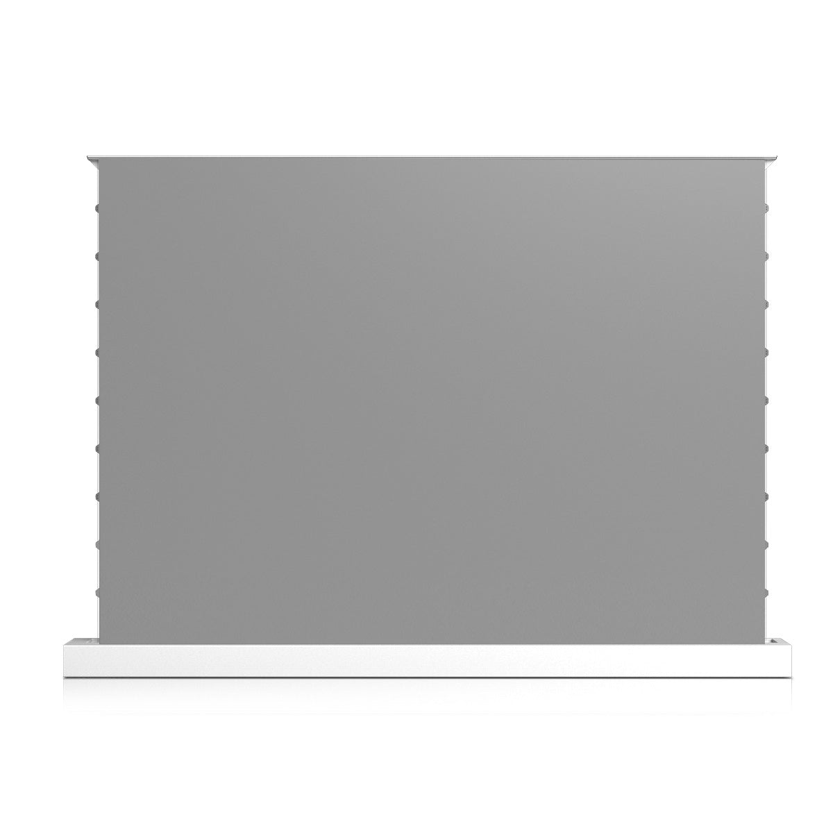 WUPRO Cinema Grey Crystal motorized tab-tensioned floor rising projector screen with white housing for Standard & long-throw and UST projectors