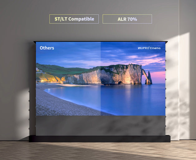 WUPRO Cinema LeApex Black Crystal Floor Rising ALR Projector Screen, High Ambient Light Rejection ≥70%