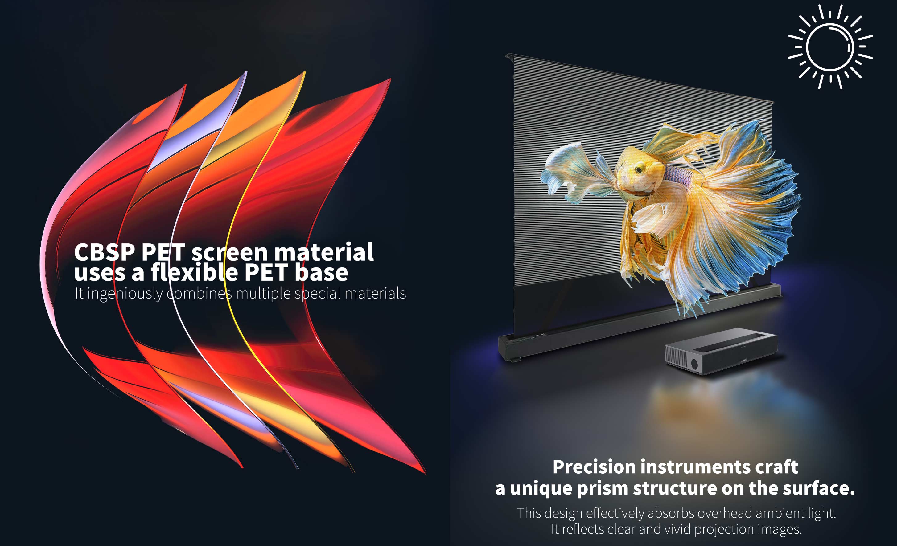 WUPRO Cinema LeApex Lite Series CBSP CLR ALR Motorized Screen Precision instruments craft a unique prism structure on the surface.
pc images
