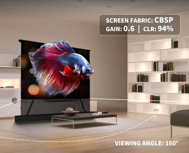 WUPRO Cinema LeApex CBSP ultra contrast UST Motorized Floor Rising Screen 0.6 gain,CLR ALR 94%
