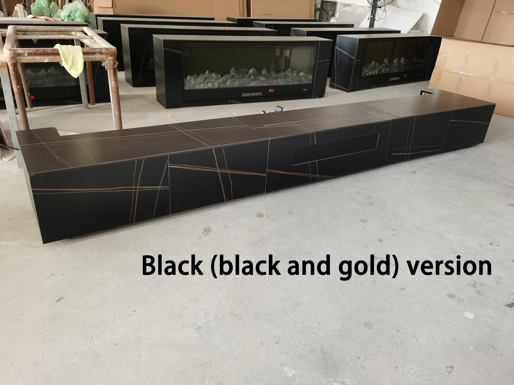 WUPROBUY Customisable Stone-Finish Laser TV Cabinet Black Edition Actual Product Photography