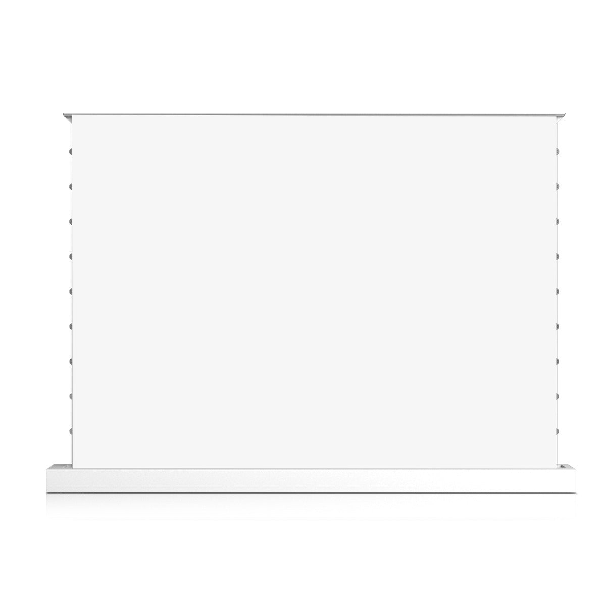 WUPRO Cinema Soft Matte white motorized tab-tensioned floor rising projector screen with white housing for Standard & long-throw and UST projectors