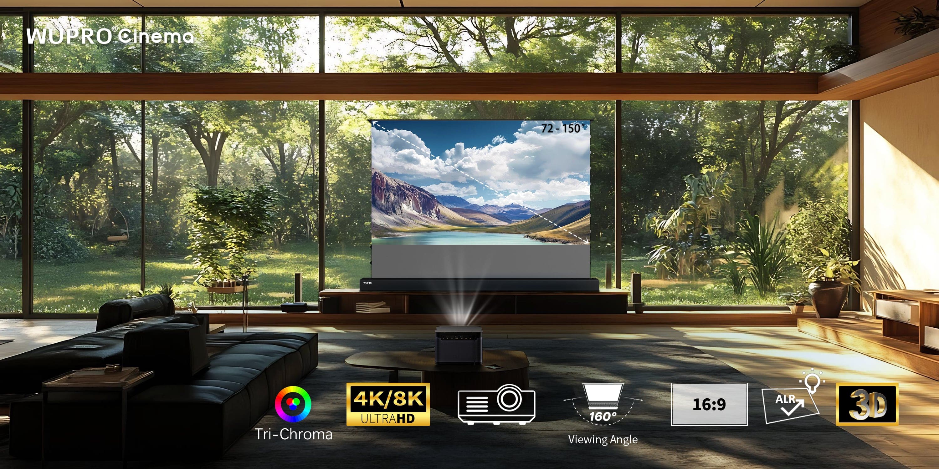 WUPRO Cinema LeApex floor rising screen for long&standard&short throw projector Highlights