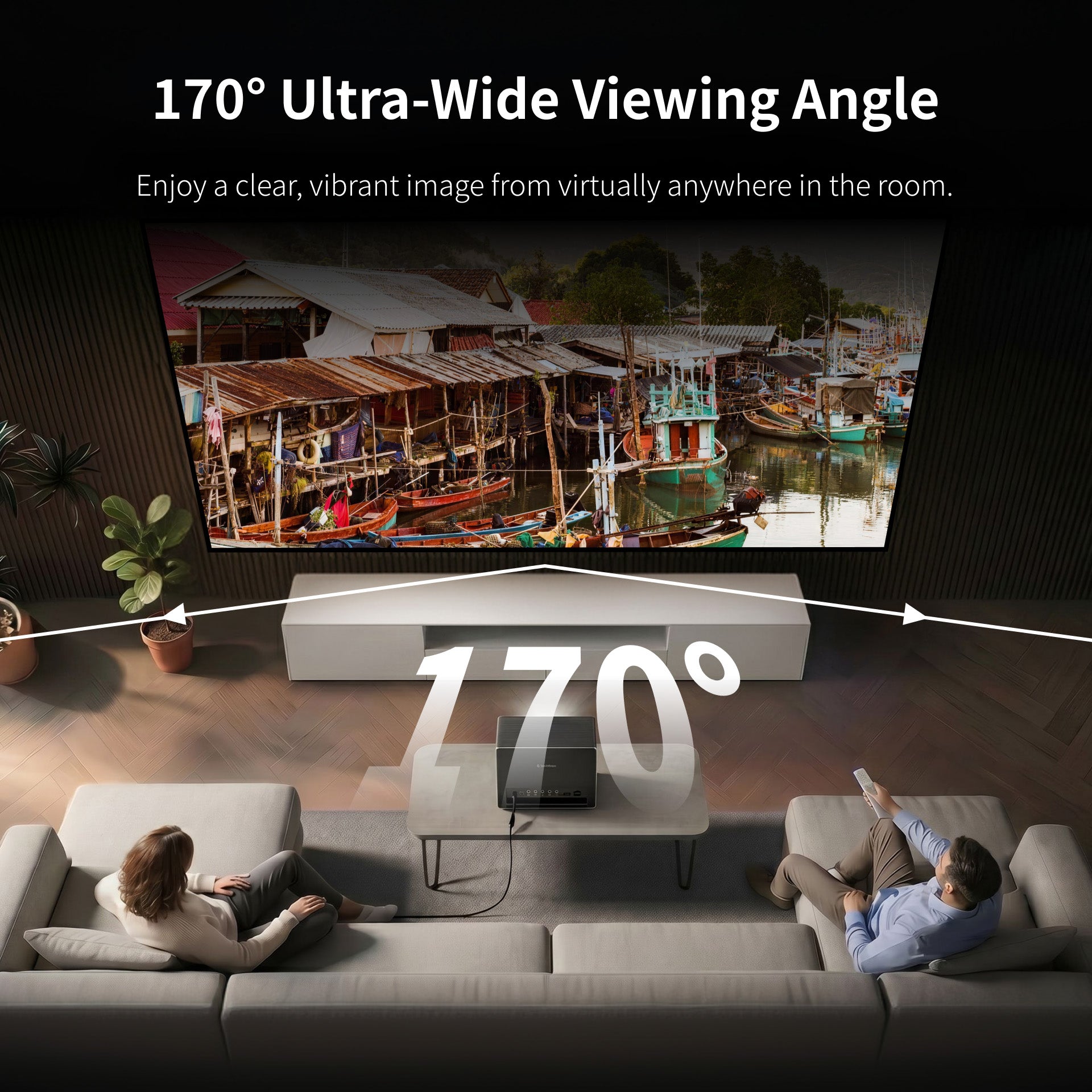 WUPRO Cinema Long Throw (LT) Lenticular CLR Projection Screen for Long Throw Projectors with 170° Ultra-Wide Viewing Angle