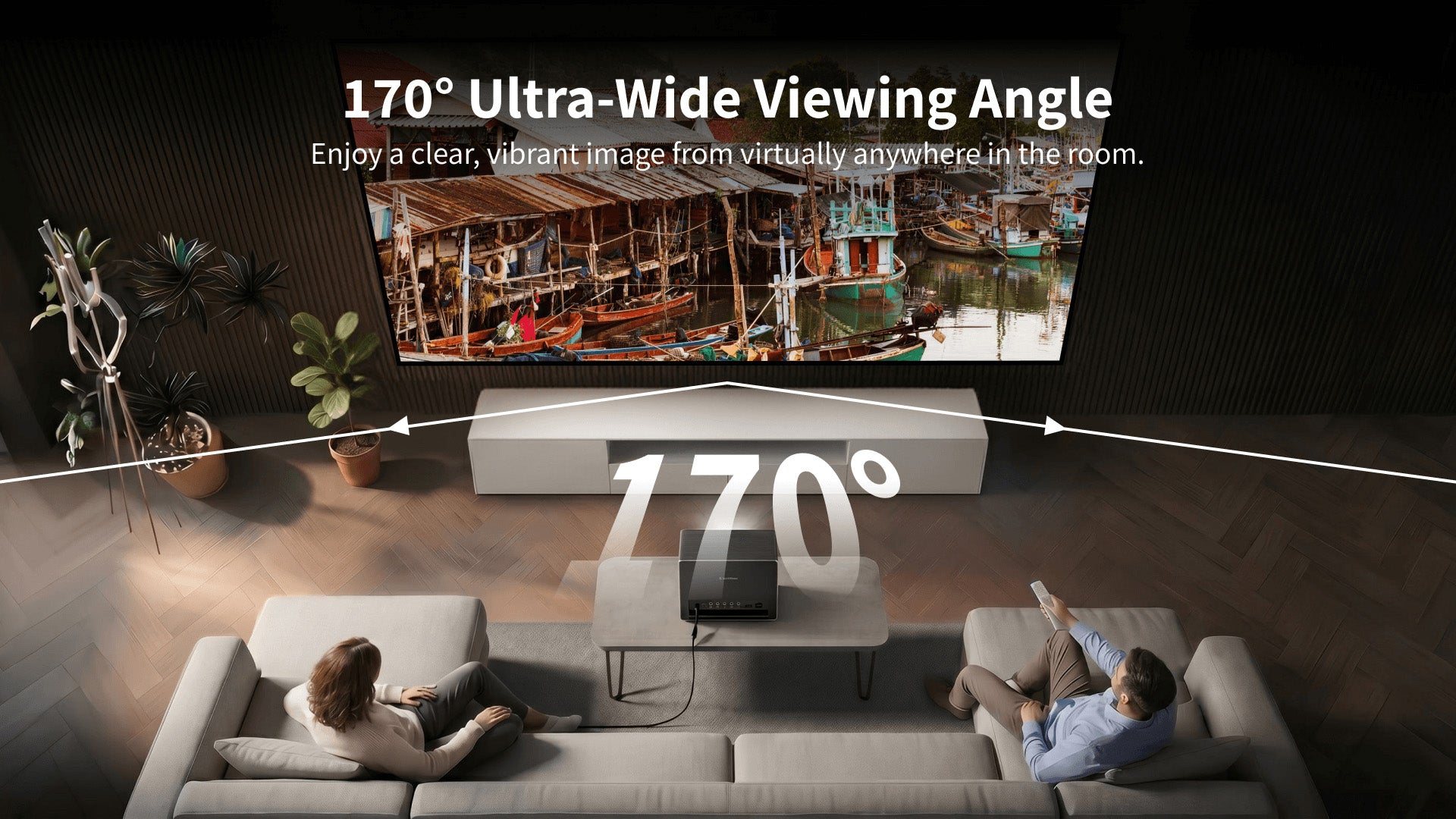 WUPRO Cinema Long Throw (LT) Lenticular CLR Projection Screen for Long Throw Projectors with 170° Ultra-Wide Viewing Angle