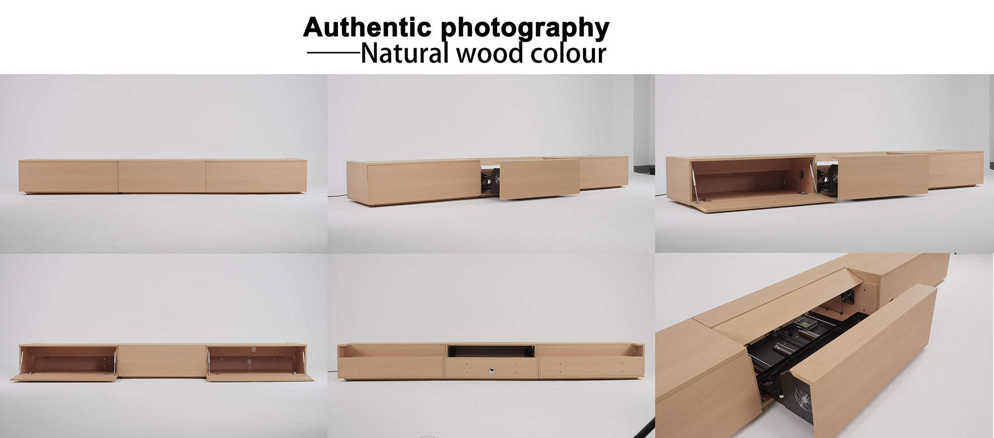 WUPRO BUY DR-580S Solid Wood Smart Laser TV Cabinet in Natural Wood Finish – Real Photos & Detail Showcase