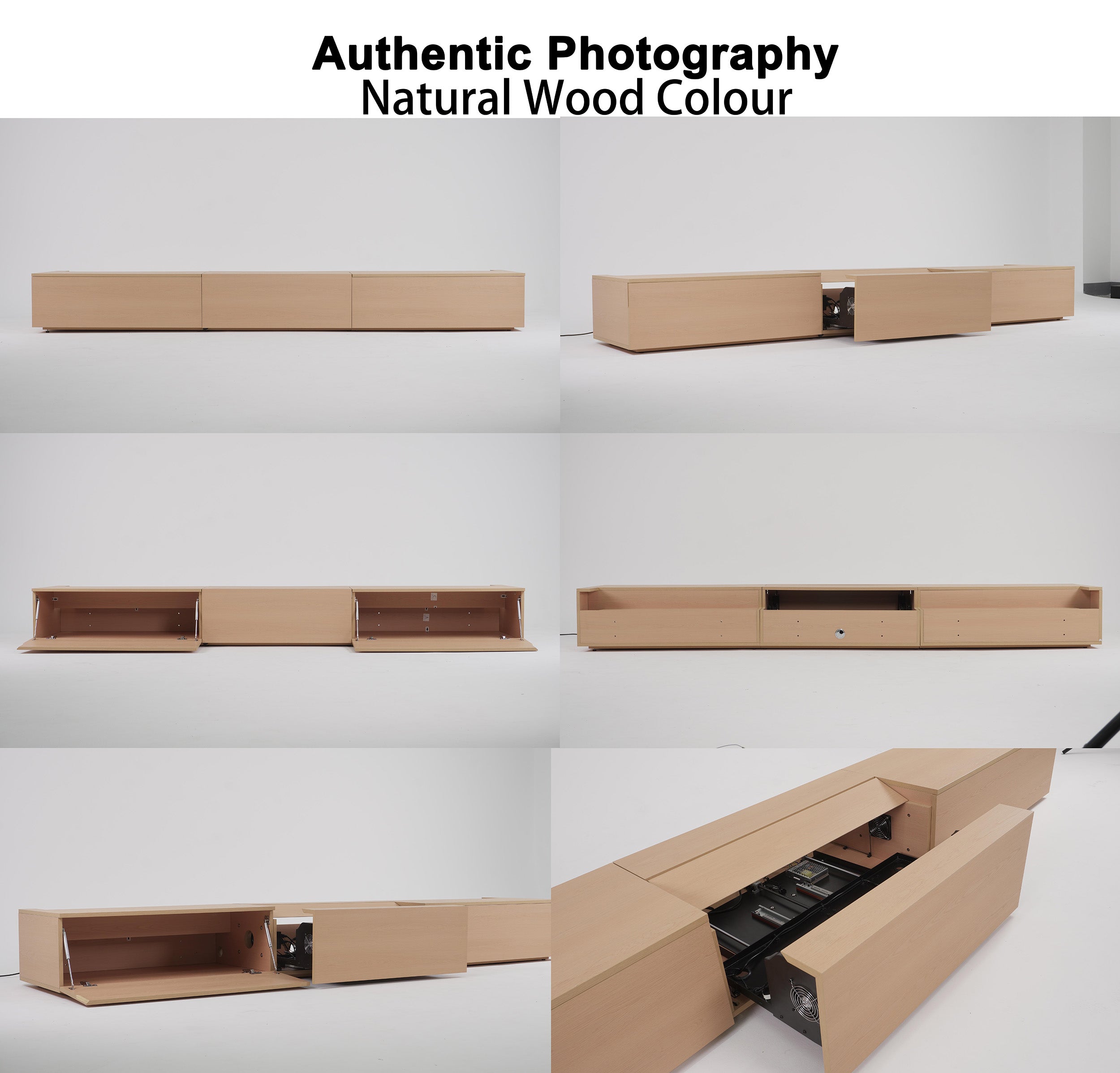 WUPRO BUY DR-580S Solid Wood Smart Laser TV Cabinet in Natural Wood Finish – Real Photos & Detail Showcase