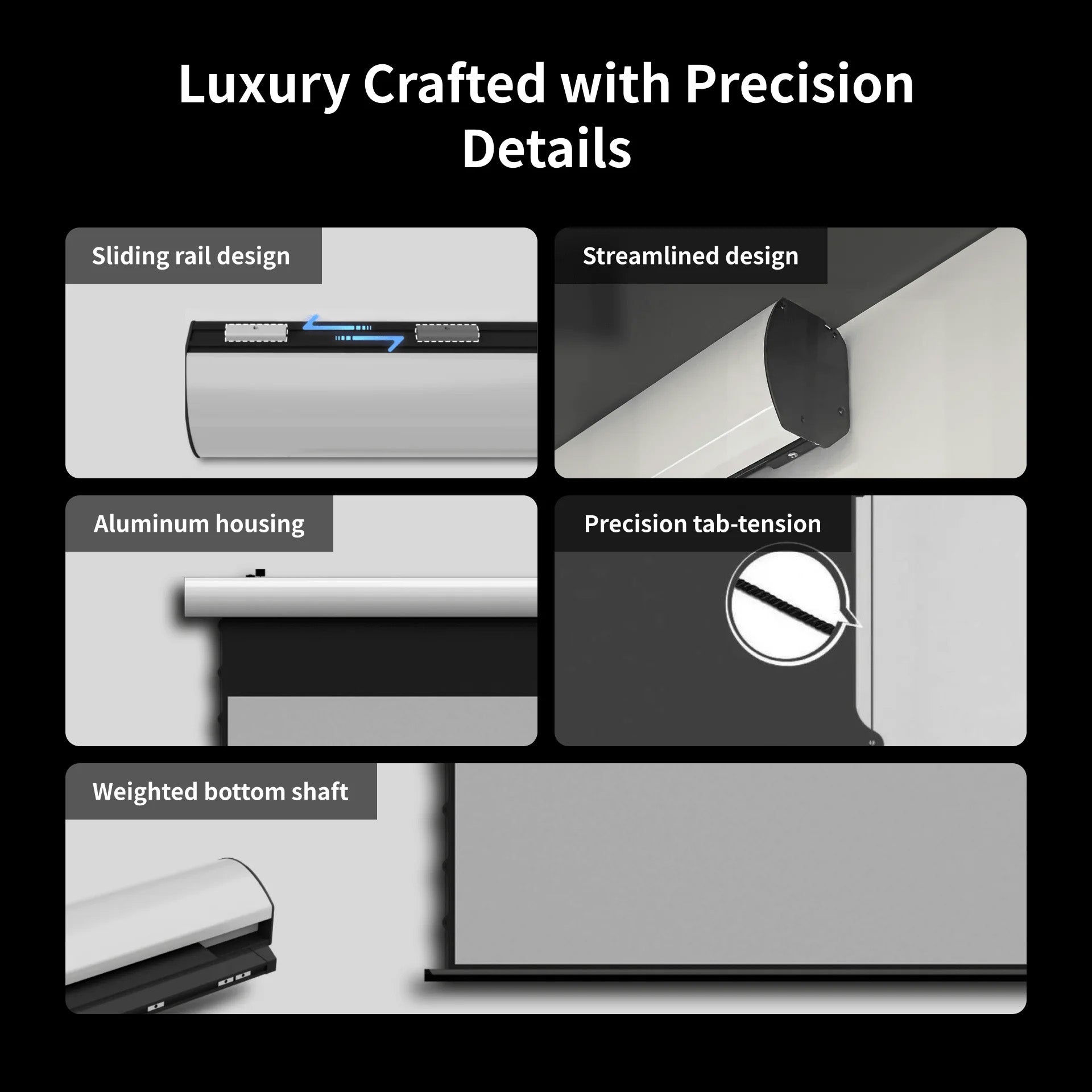 WUPRO FlowArc Luxury Smart Motorized Drop Down Projector Screen – Precision-Crafted Luxury Design