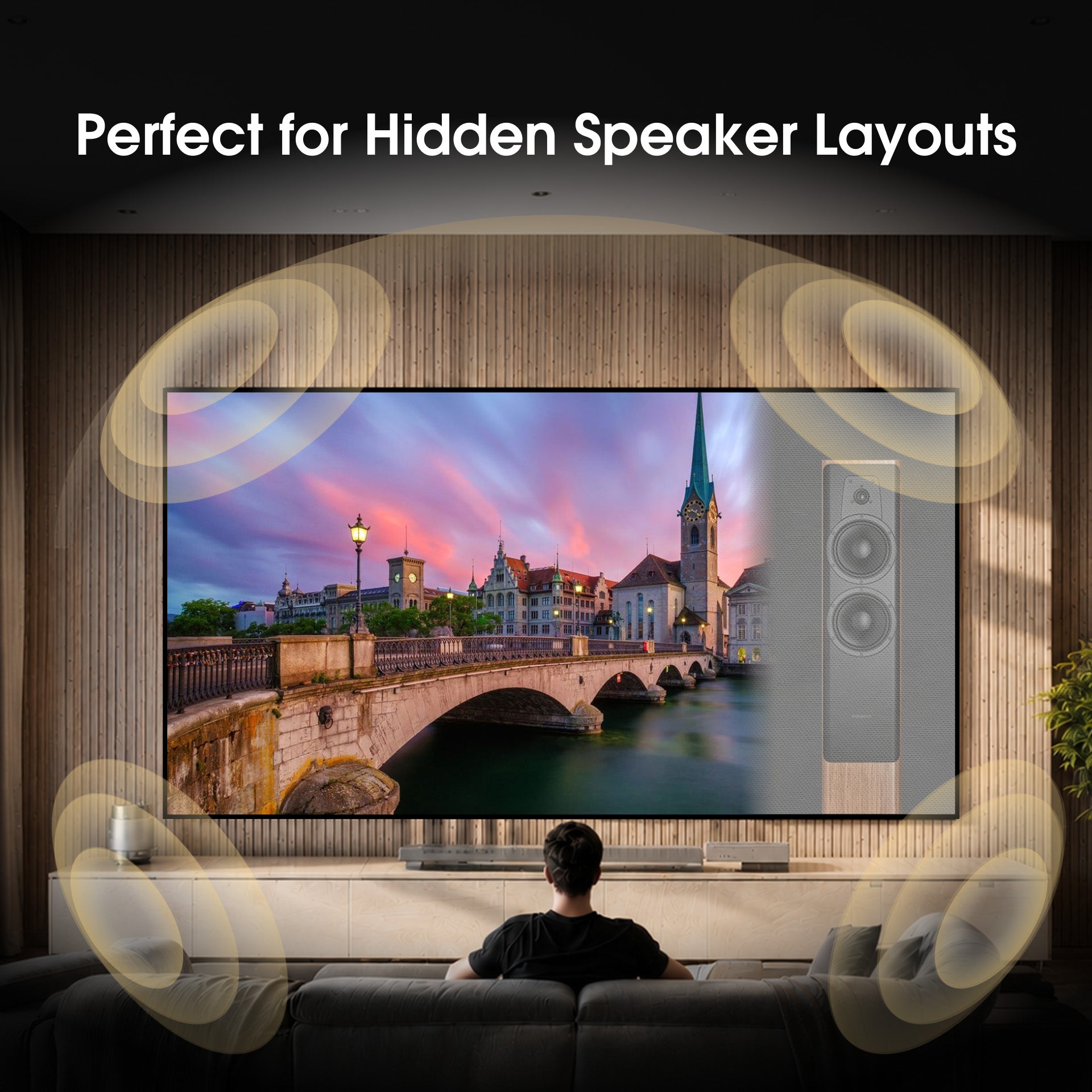 WUPRO Gallery G3A Acoustic Transparent Projector Screen with Hidden Speaker Layout