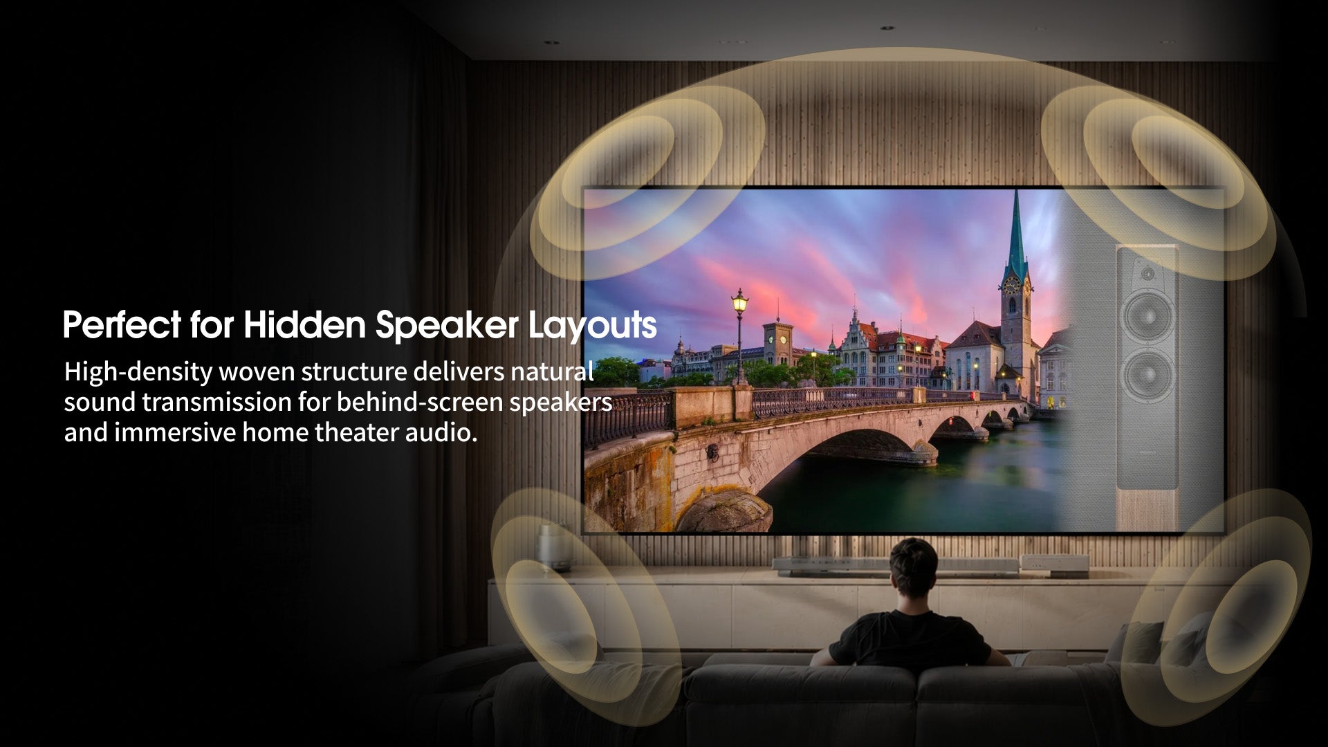 WUPRO Gallery G3A Acoustic Transparent Projector Screen with Hidden Speaker Layout