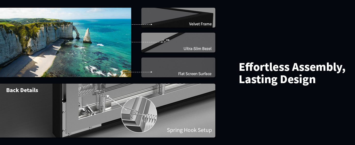 WUPRO Gallery CBSP CLR UST Fixed Frame Projection Screen Detail View
