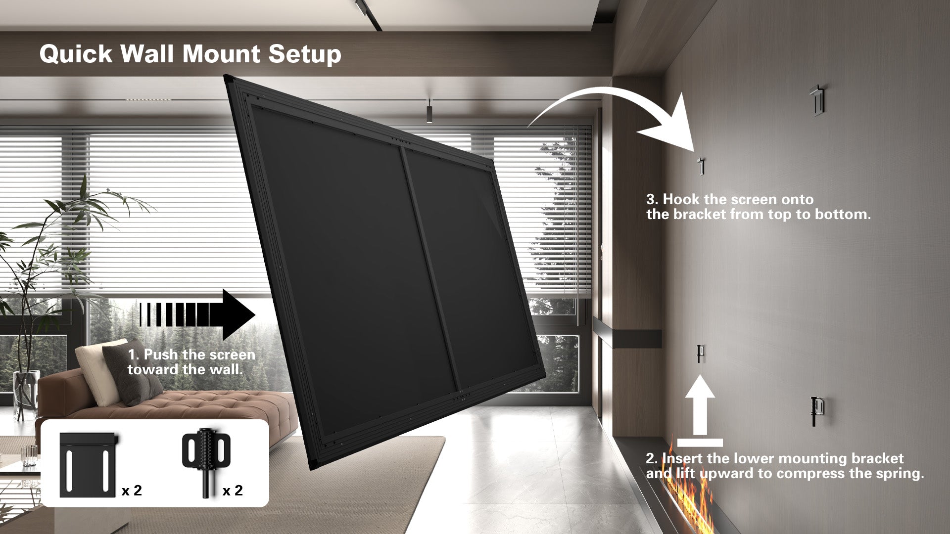 WUPROBUY - WUPRO Gallery Fixed Frame Screen Wall-Mount Installation Demonstration