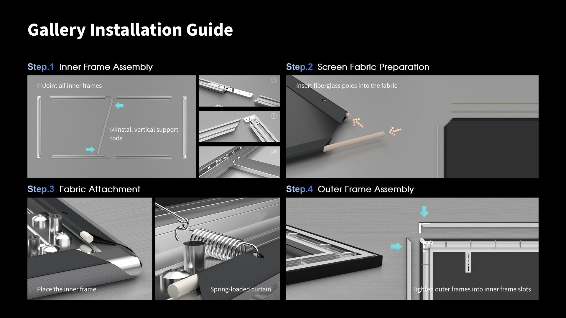 WUPRO Gallery Fixed Frame Projector Screen Installation Guide