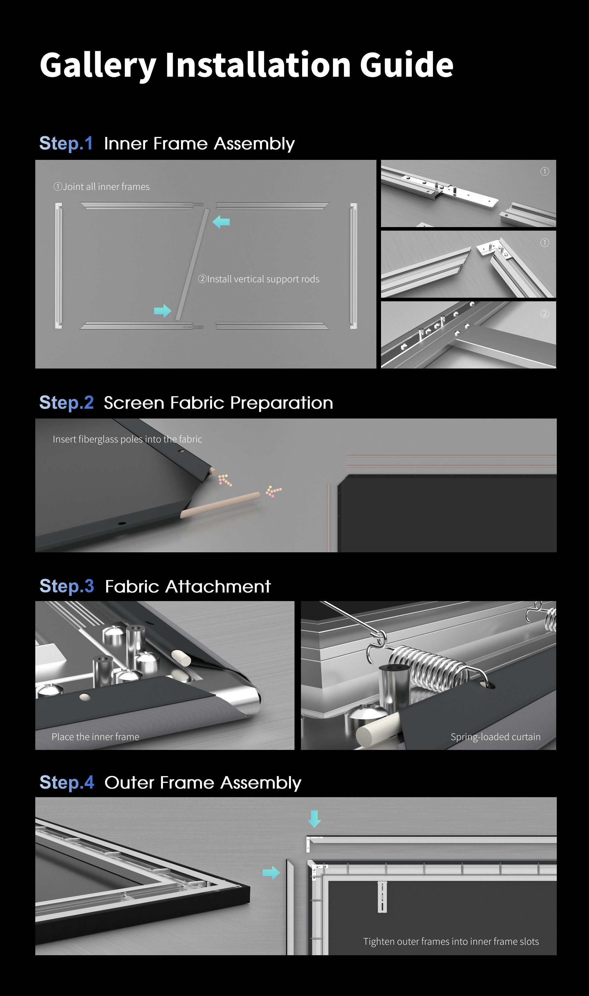 WUPRO Gallery Fixed Frame Projector Screen Installation Guide