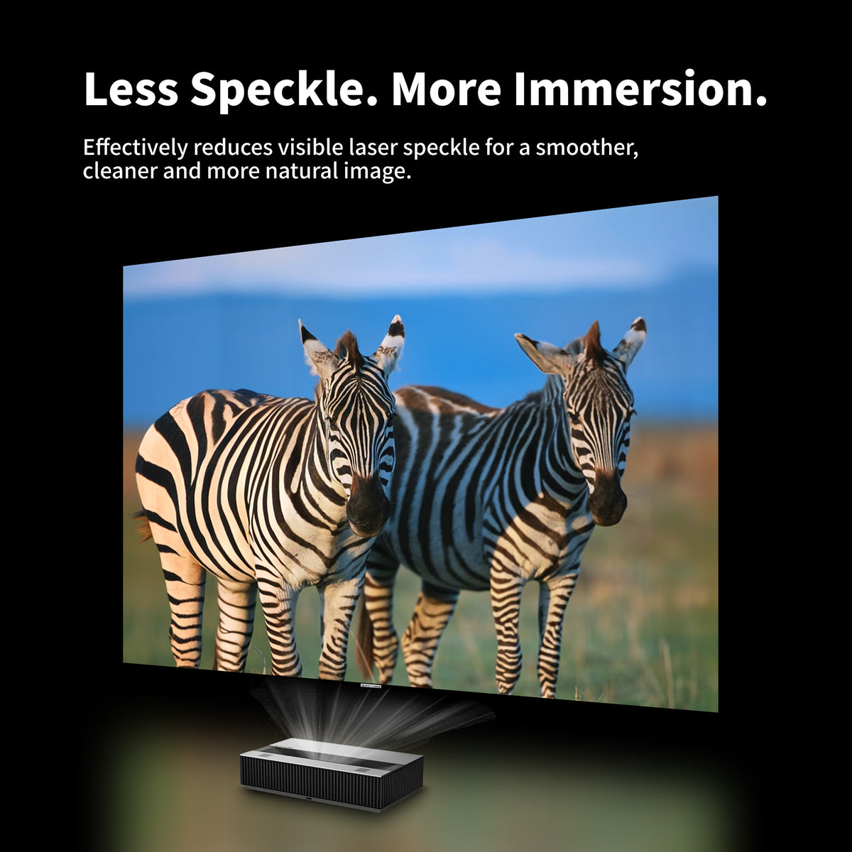 WUPRO Cinema Gallery EVO CBSP CLR fixed frame screen for UST projectors showing reduced visible laser speckle compared with other screen materials