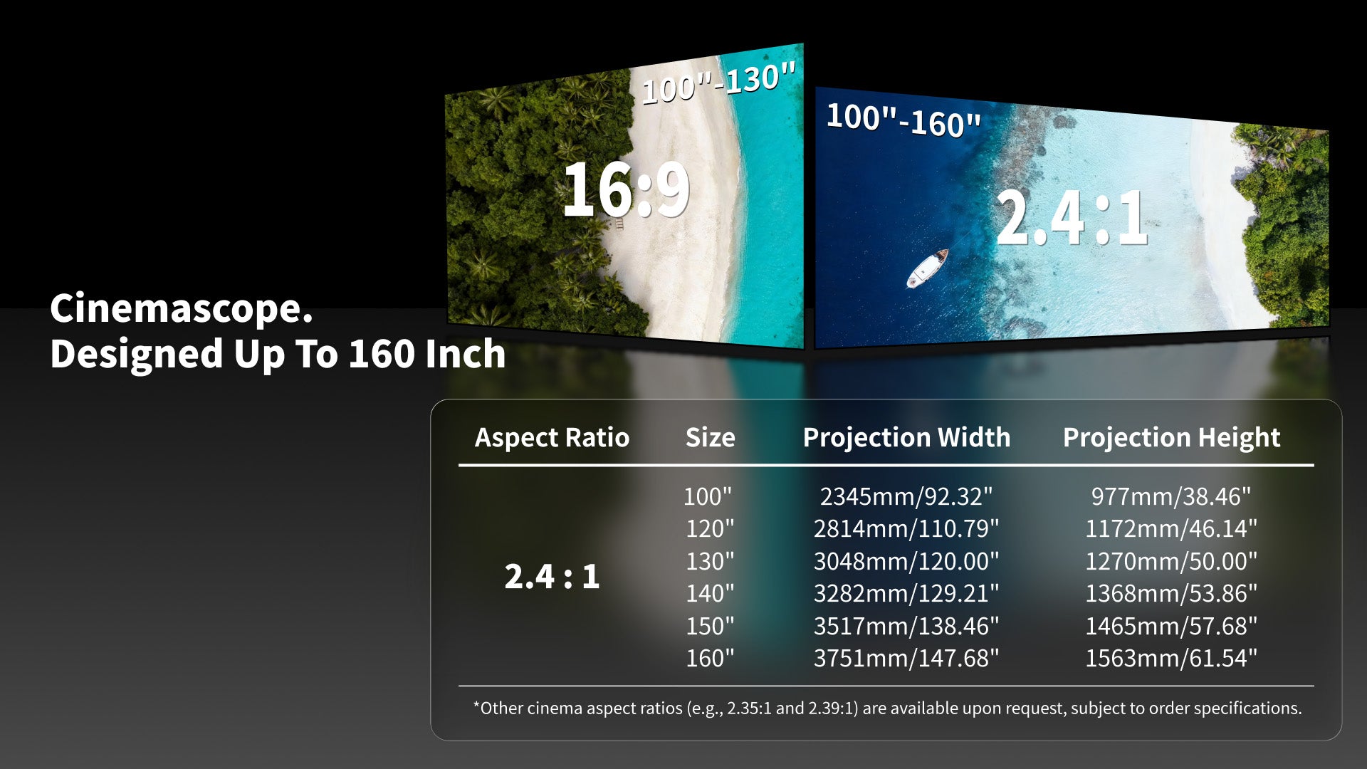 WUPRO LT Lenticular CLR Fixed Frame Projection Screen with Custom Sizes up to 130" (16:9) and 160" CinemaScope (2.40:1)