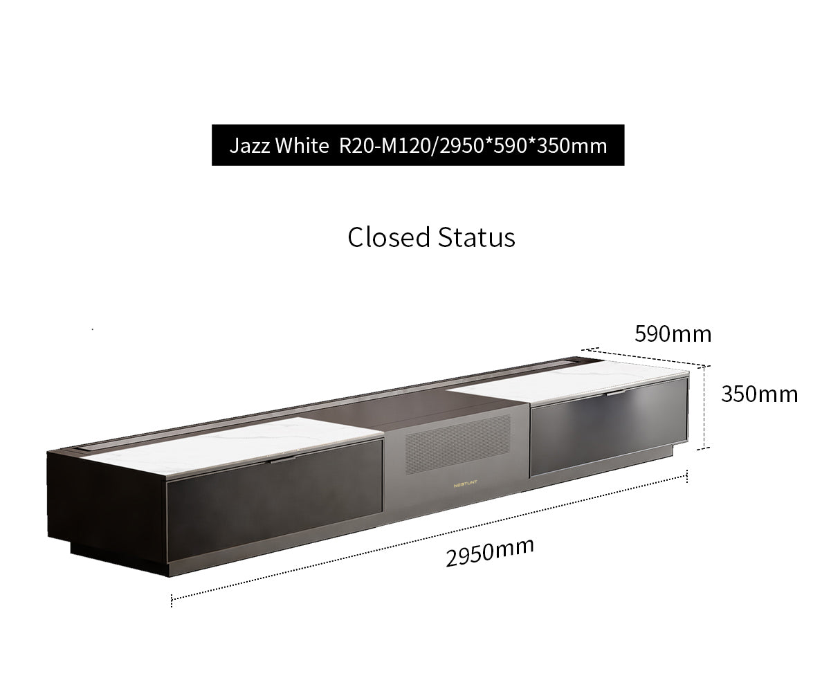 WUPRO X NECTUNT R20 INVISIBLE CINEMA Luxury Laser TV Cabinet (Lauren Black Gold) (Closed)