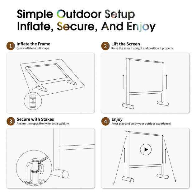 WUPRO AirGO Outdoor Portable Inflatable Projector Screen quick and easy setup guide