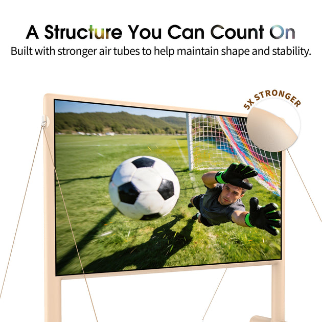 WUPRO AirGO Outdoor Portable Inflatable Projector Screen with reinforced air tube structure for enhanced shape retention and stability