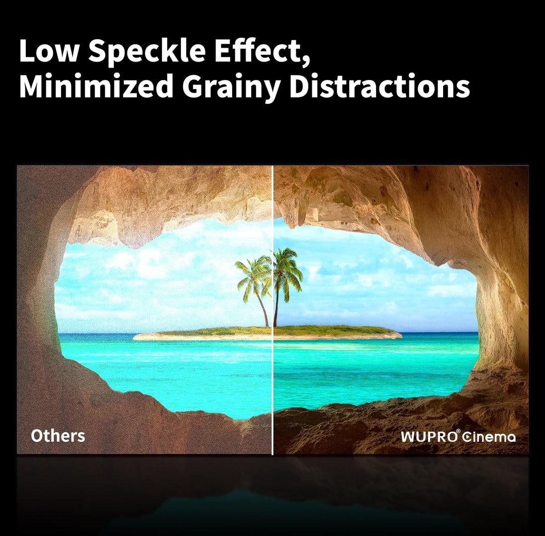 WUPROBuy Gallery Soft Gray Matte Anti-Speckle Fixed Frame Projector Screen, low-speckle performance with minimized grainy distractions.