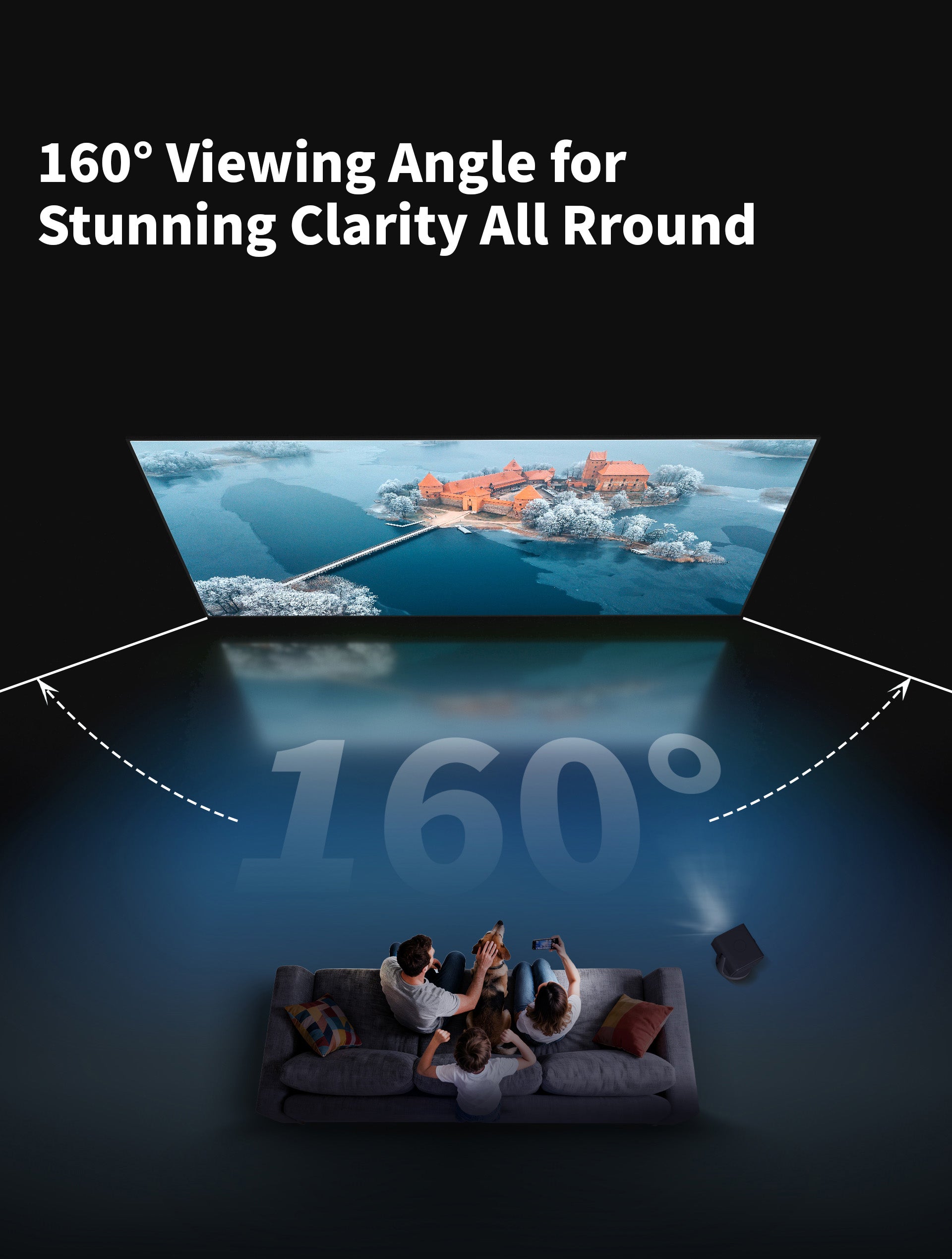 WUPROBuy Gallery Soft Gray Matte Anti-Speckle Fixed Frame Screen, 160° viewing angle for stunning clarity all around.