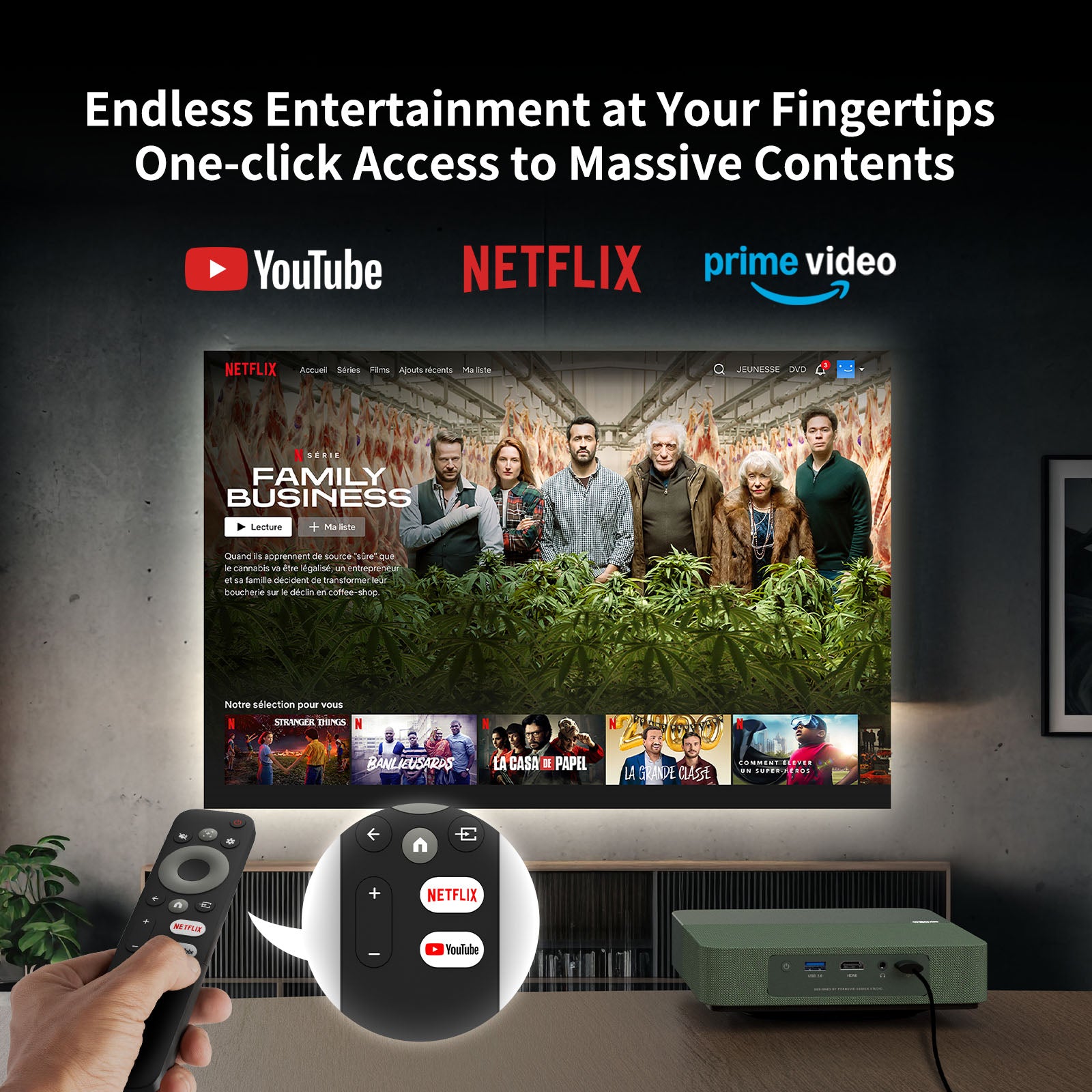 WEMAX S5 mini laser projector with Netflix,One-click access to massive contents