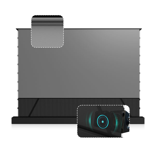 WUPRO Cinema LeApex CBSP Electric Floor Rising Projector Screen Perforated bottom design with acoustic 3D sound effect.